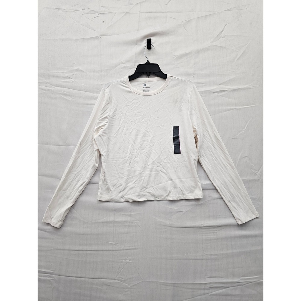 All in Motion Womens‎ XXL Cream Ribbed Tee Long Sleeve Crew Neck Shirt NEW